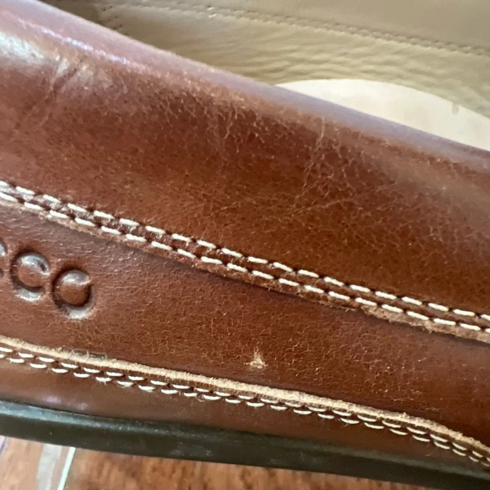 ECCO Mens Brown Leather Driving Penny Loafers Sz 44/10.5 Slip On Comfort Preppy - Picture 15 of 16